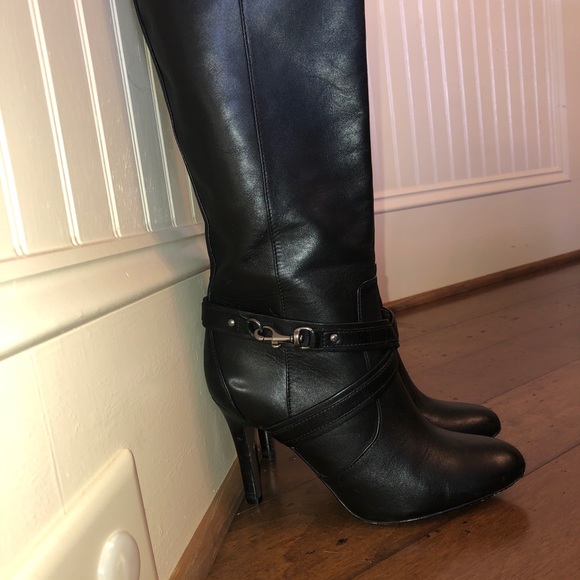 Coach Milly Tall Black Leather Boot with Zipper - Picture 6 of 8